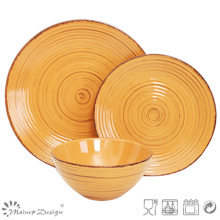 18PCS Antiqute Orange avec ensemble de dîner en céramique brosse